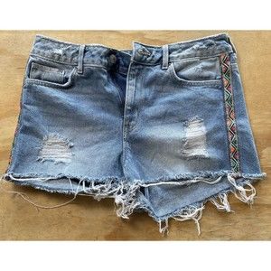 H&M x Coachella Jean Shorts Womens 8 High Rise Blue Denim